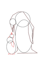 How to draw mother and baby penguins step by step? - Step 3