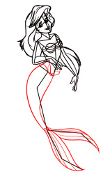 How to draw princess ariel step by step - Step 8