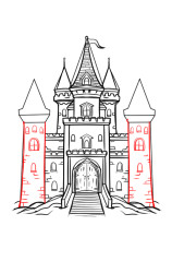 How to draw a castle step by step - Step 7