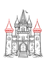 How to draw a castle step by step - Step 8