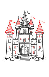 How to draw a castle step by step - Step 9