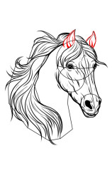 How to draw a horse head - Step 7