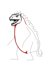 Godzilla how to draw - Step 9