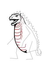 Godzilla how to draw - Step 10