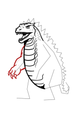 Godzilla how to draw - Step 11