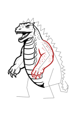 Godzilla how to draw - Step 12