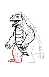 Godzilla how to draw - Step 13