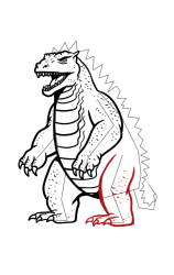 Godzilla how to draw - Step 14