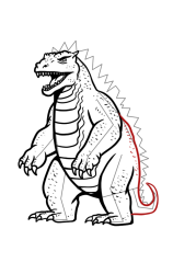 Godzilla how to draw - Step 15