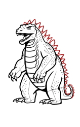 Godzilla how to draw - Step 16