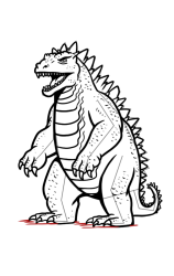 Godzilla how to draw - Step 17