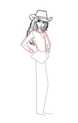 How to draw a cowgirl - Step 9