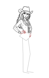 How to draw a cowgirl - Step 11