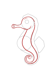 How to draw a seahorse - Step 4