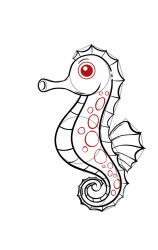 How to draw a seahorse - Step 8