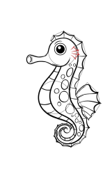 How to draw a seahorse - Step 9