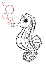 How to draw a seahorse - Step 10