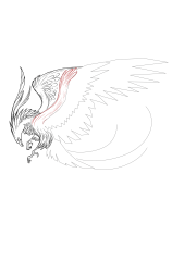 How to draw a phoenix - Step 24
