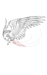 How to draw a phoenix - Step 29