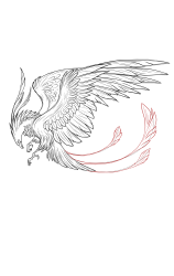 How to draw a phoenix - Step 30