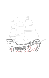 How to draw a pirate ship - Step 13