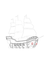 How to draw a pirate ship - Step 14