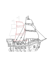 How to draw a pirate ship - Step 23