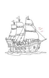 How to draw a pirate ship - Step 29