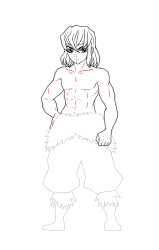 How to Draw Inosuke Hashibira - Step 16