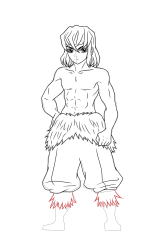 How to Draw Inosuke Hashibira - Step 21