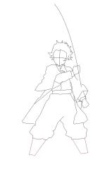 How to draw tanjiro kamado - Step 9