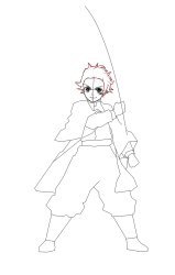 How to draw tanjiro kamado - Step 14