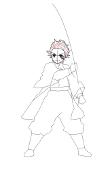 How to draw tanjiro kamado - Step 15