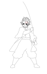 How to draw tanjiro kamado - Step 16