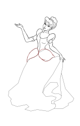 How to draw the princess cinderella - Step 21