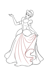 How to draw the princess cinderella - Step 23