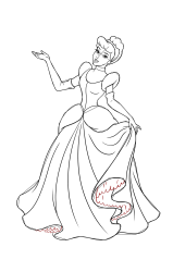 How to draw the princess cinderella - Step 24