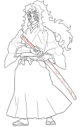 How to draw Kokushibo step by step , Demon Slayer art ... - Step 28