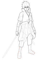How to Draw Naruto Characters - Sasuke Uchiha - Step 27