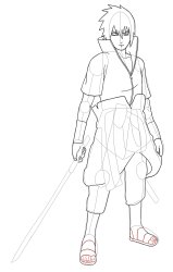 How to Draw Naruto Characters - Sasuke Uchiha - Step 28