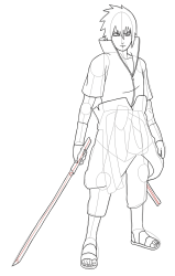 How to Draw Naruto Characters - Sasuke Uchiha - Step 30