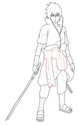 How to Draw Naruto Characters - Sasuke Uchiha - Step 31