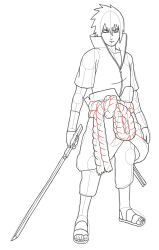 How to Draw Naruto Characters - Sasuke Uchiha - Step 32