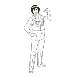 How to Draw Might Guy Step by Step - Step 24